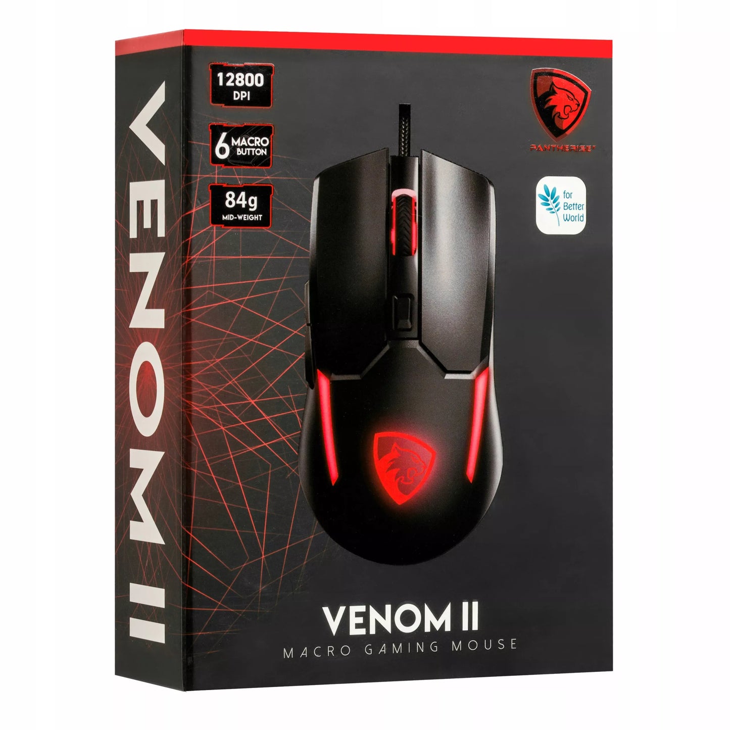 PANTHERISE VENOM II RGB Žaidimų Pelė MINECRAFT 12400DPI Žaidėjams 20 mln. Paspaudimų