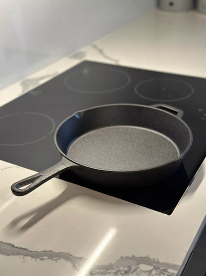 DĖL 30 cm Dydžio Ketaus Keptuvė su Rankena, Indukcijai, Griliui, Dujoms