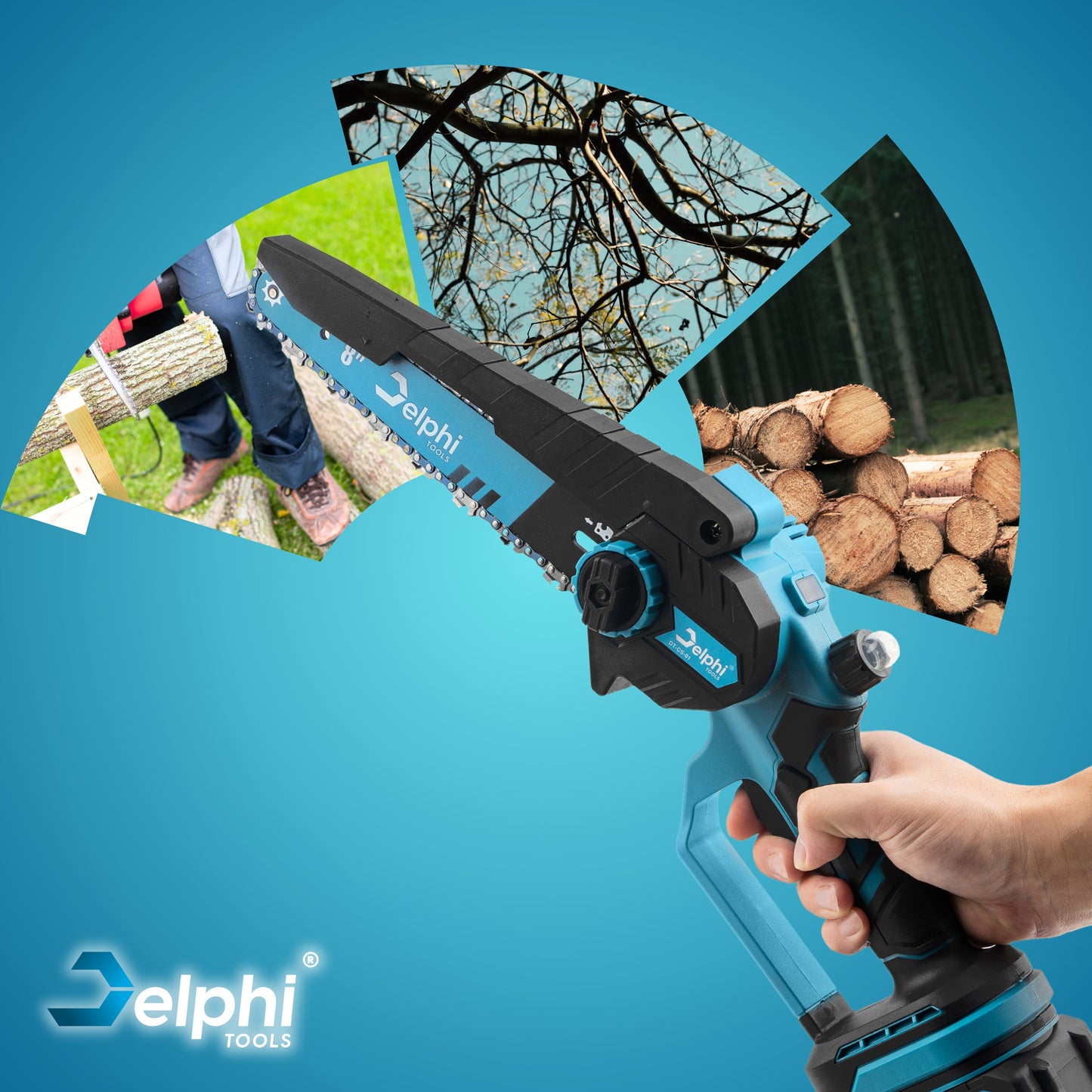 Akumuliatorinis grandininis pjūklas PRO 8" bešepetėlinis rankinis šakų genėjimo pjūklas