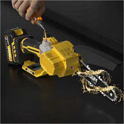 Akumuliatorinis grandininis pjūklas PRO 6" 2 AKU + DĖKLAS GALINGAS IMOUM