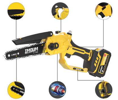 Akumuliatorinis grandininis pjūklas PRO 6" 2 AKU + DĖKLAS GALINGAS IMOUM