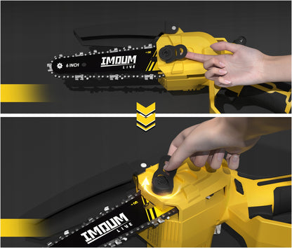 Akumuliatorinis grandininis pjūklas PRO 6" 2 AKU + DĖKLAS GALINGAS IMOUM