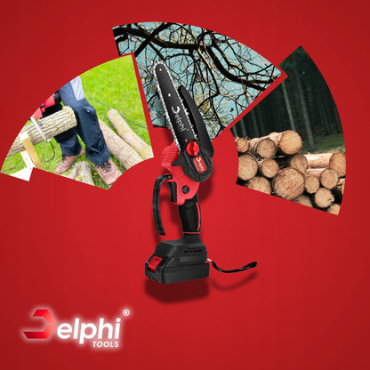 Akumuliatorinis bešepetėlinis grandininis pjūklas 6" 2xAKU 21V Šakų pjūklas