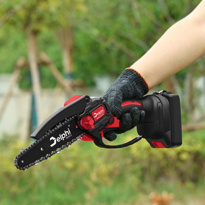 Akumuliatorinis bešepetėlinis grandininis pjūklas 6" 2xAKU 21V Šakų pjūklas