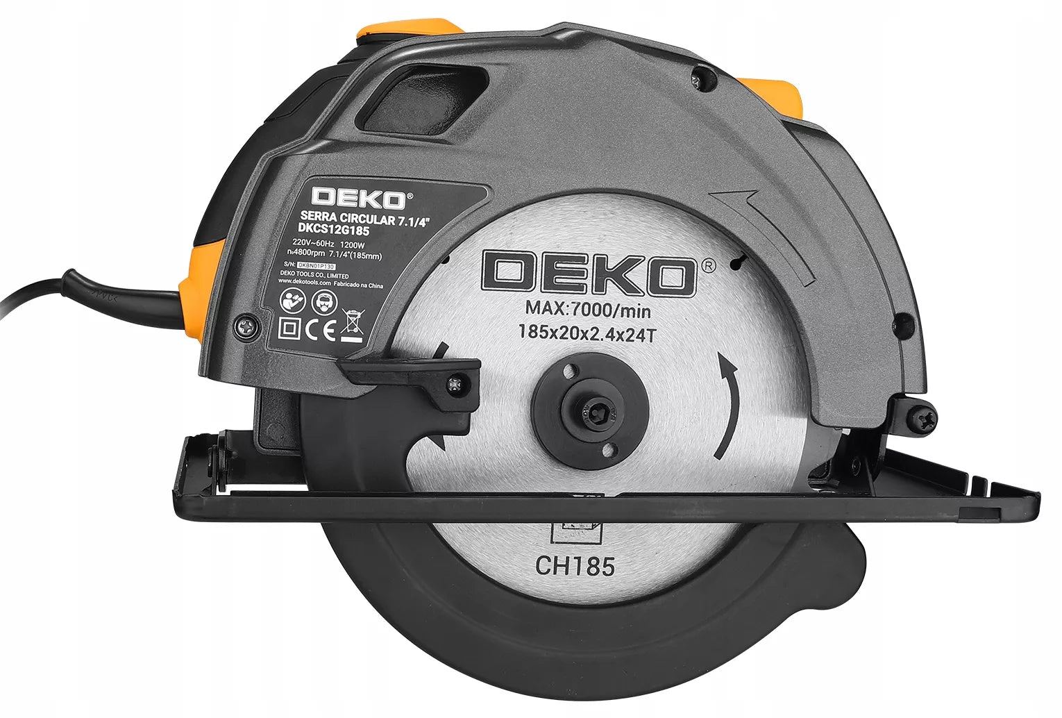 Rankinis diskinis medžio pjūklas 1200W, diskas 185mm DEKO