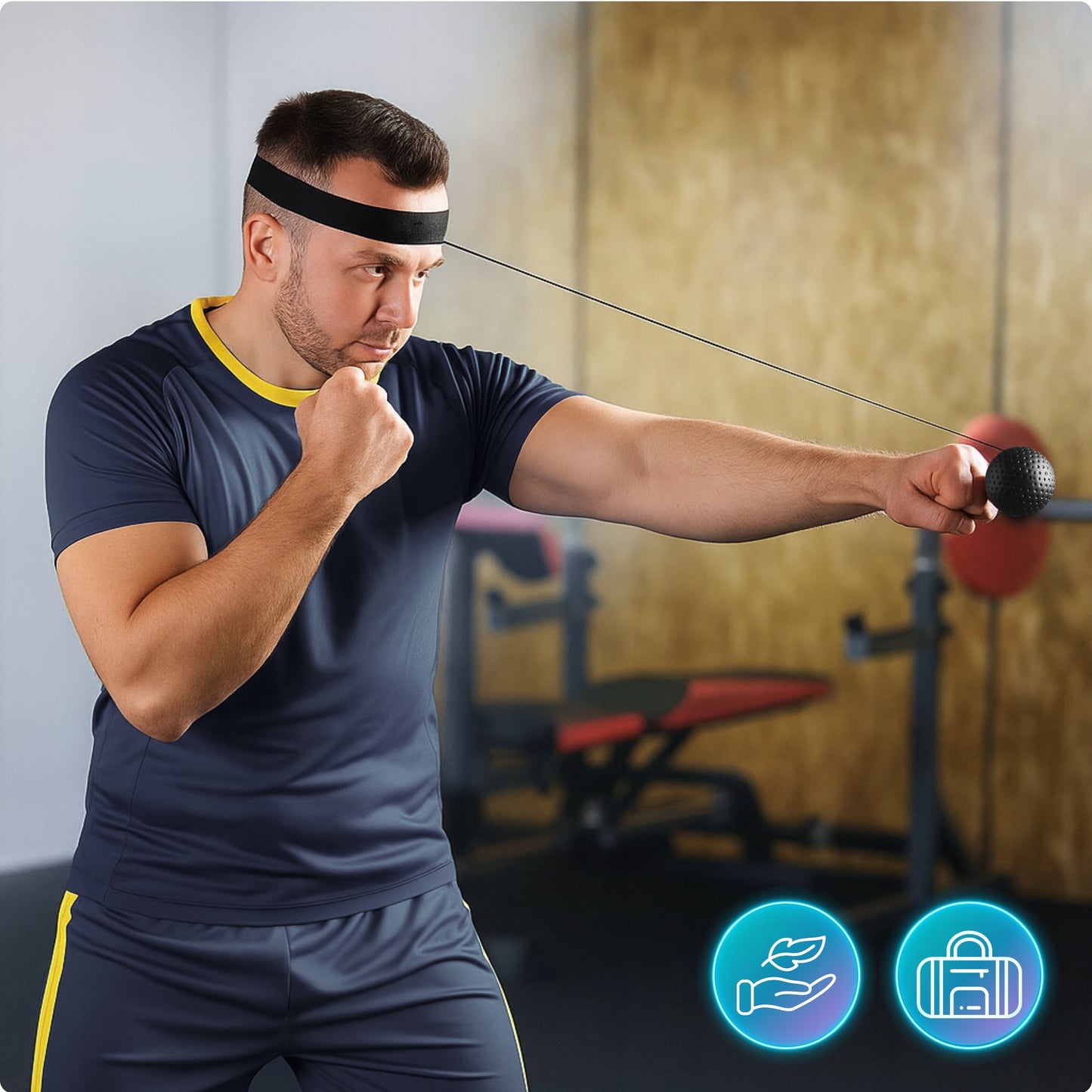 Reflekso kamuolys ant galvos bokso treniruočių rinkinys REFLEX BALL 3 vnt.