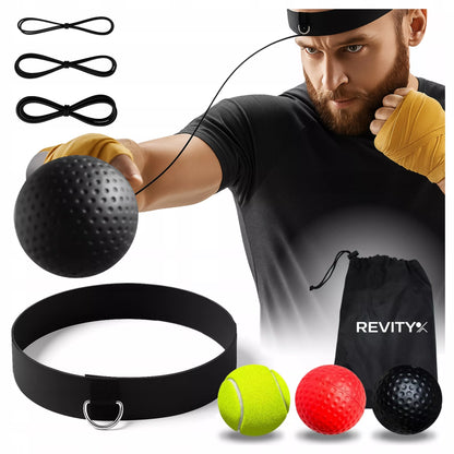 Reflekso kamuolys ant galvos bokso treniruočių rinkinys REFLEX BALL 3 vnt.