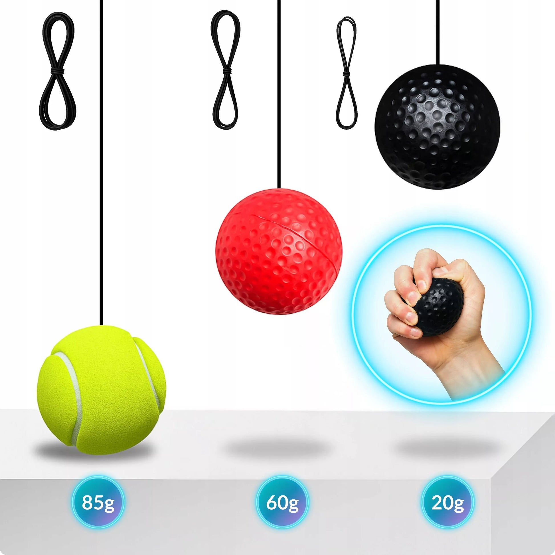 Reflekso kamuolys ant galvos bokso treniruočių rinkinys REFLEX BALL 3 vnt.