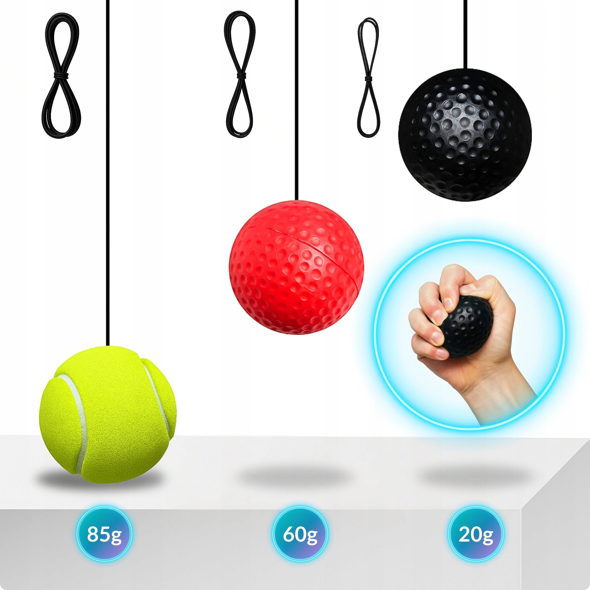 Reflekso kamuolys ant galvos bokso treniruočių rinkinys REFLEX BALL 3 vnt.