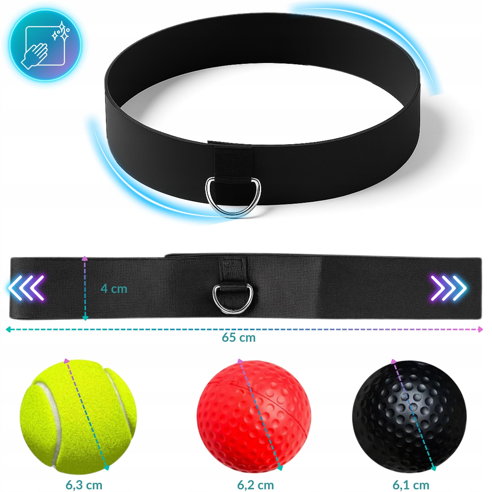 Reflekso kamuolys ant galvos bokso treniruočių rinkinys REFLEX BALL 3 vnt.