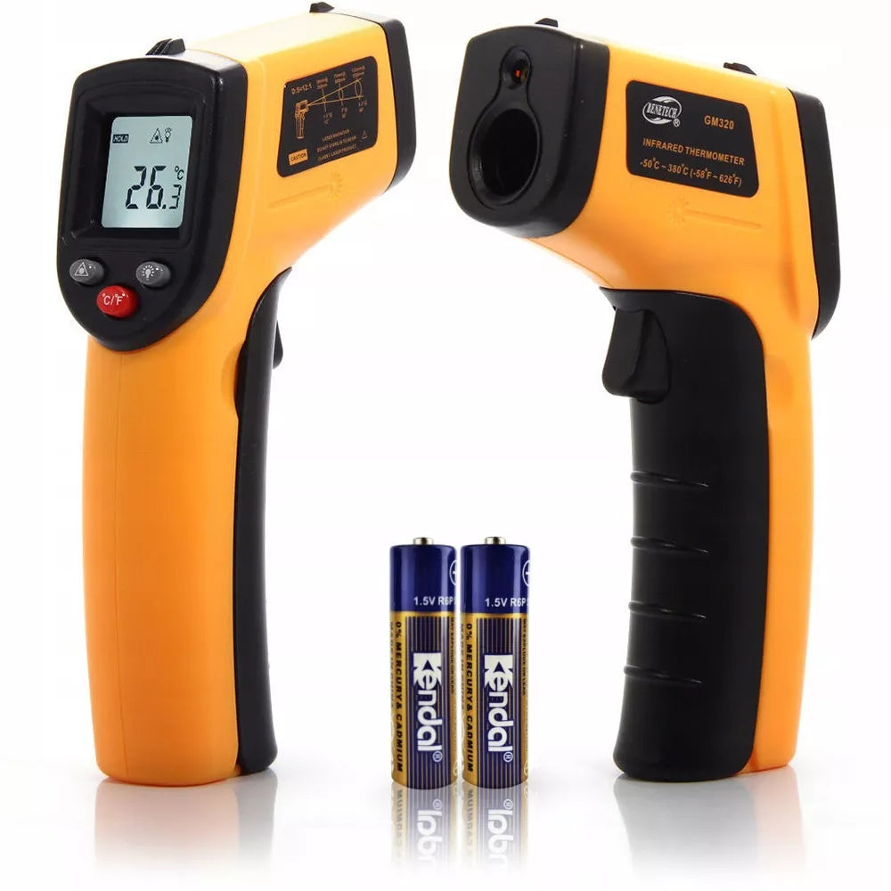 PIROMETRAS LAZERINIS BEKONTAKTIS TERMOMETRAS INFRARAUDONŲJŲ SPINDULIŲ MATUOKLIS -50 +400 LCD