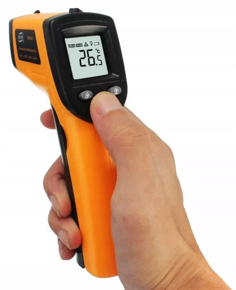 PIROMETRAS LAZERINIS BEKONTAKTIS TERMOMETRAS INFRARAUDONŲJŲ SPINDULIŲ MATUOKLIS -50 +400 LCD