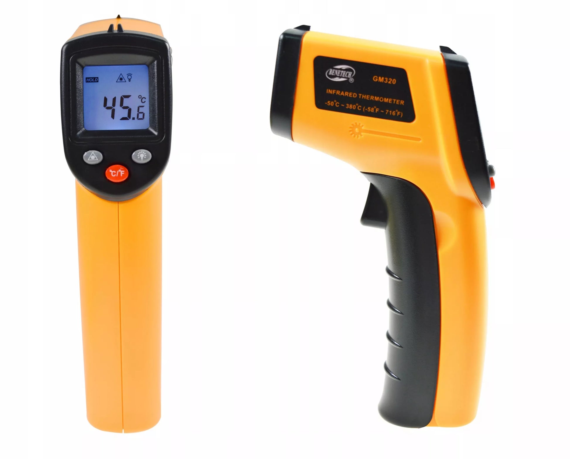 PIROMETRAS LAZERINIS BEKONTAKTIS TERMOMETRAS INFRARAUDONŲJŲ SPINDULIŲ MATUOKLIS -50 +400 LCD