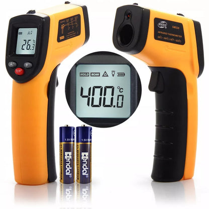 PIROMETRAS LAZERINIS BEKONTAKTIS TERMOMETRAS INFRARAUDONŲJŲ SPINDULIŲ MATUOKLIS -50 +400 LCD