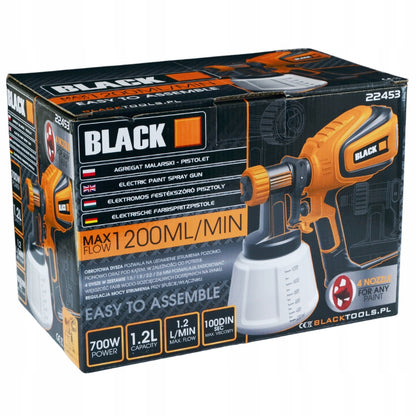 Purškimo pistoleto agregatas sienų dažymui 700W 4 antgaliai 1200ML didelis komplektas