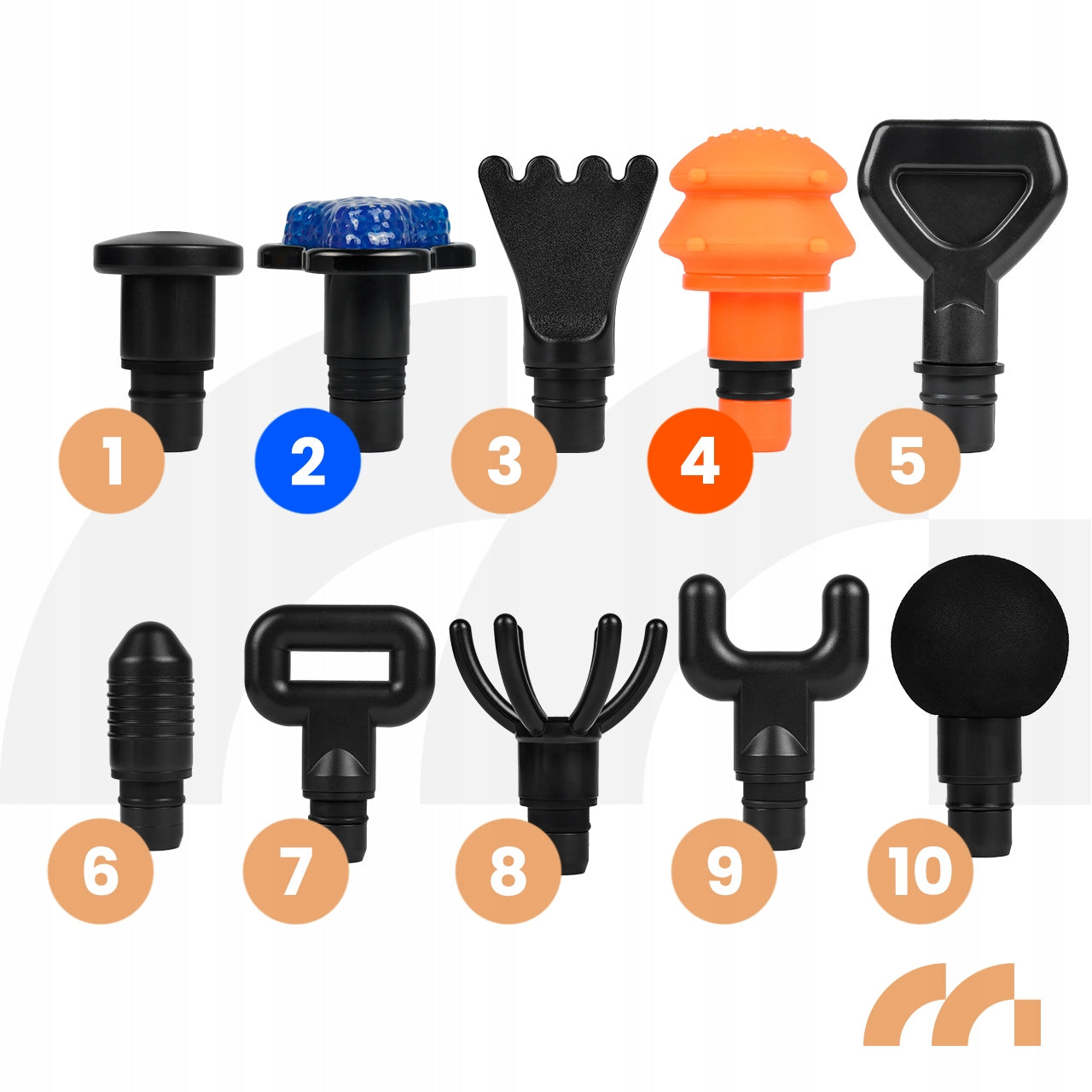 MASAŽINIS PISTOLETO KOMPLEKTAS NUGARAI, KŪNUI, PĖDOMS SU dėklu ir 10 ANTGALIŲ