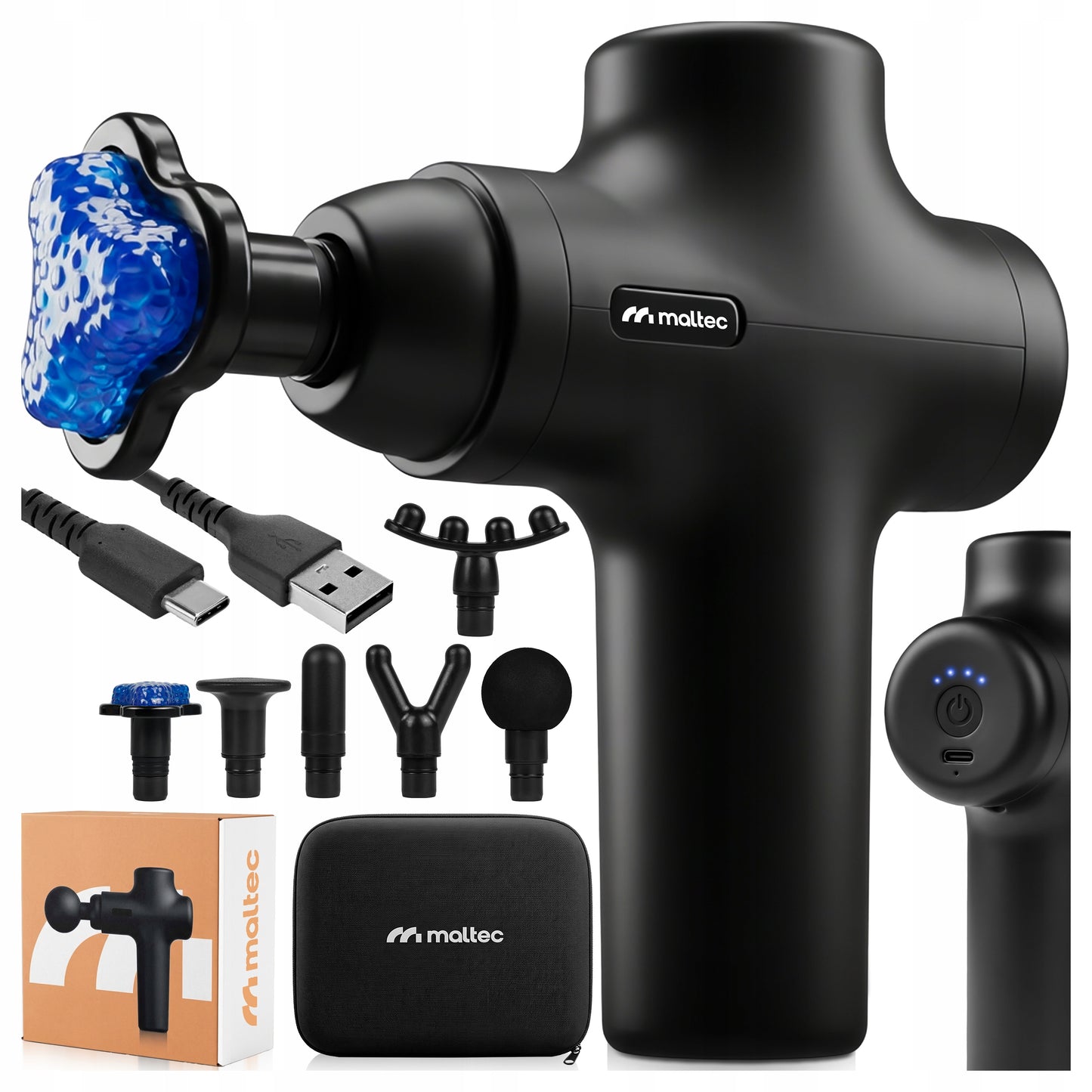 MASAŽINIS PISTOLETO PIEGIS KŪNUI, NUGARAI, PĖDOMS, 6 ANTGALIAI, DĖKLAS