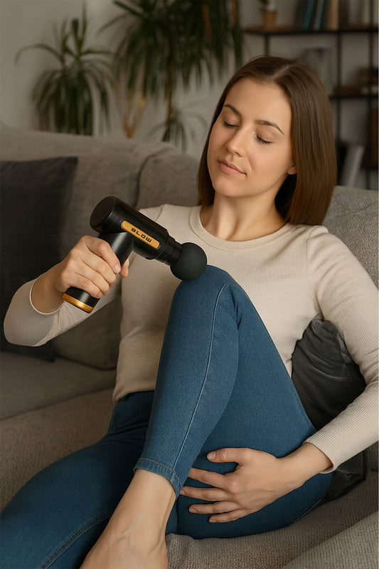 Masažinis pistoletas nugarai, kūnui, pėdoms, masažuoklis MASSAGE GUN, 4 antgalių rinkinys