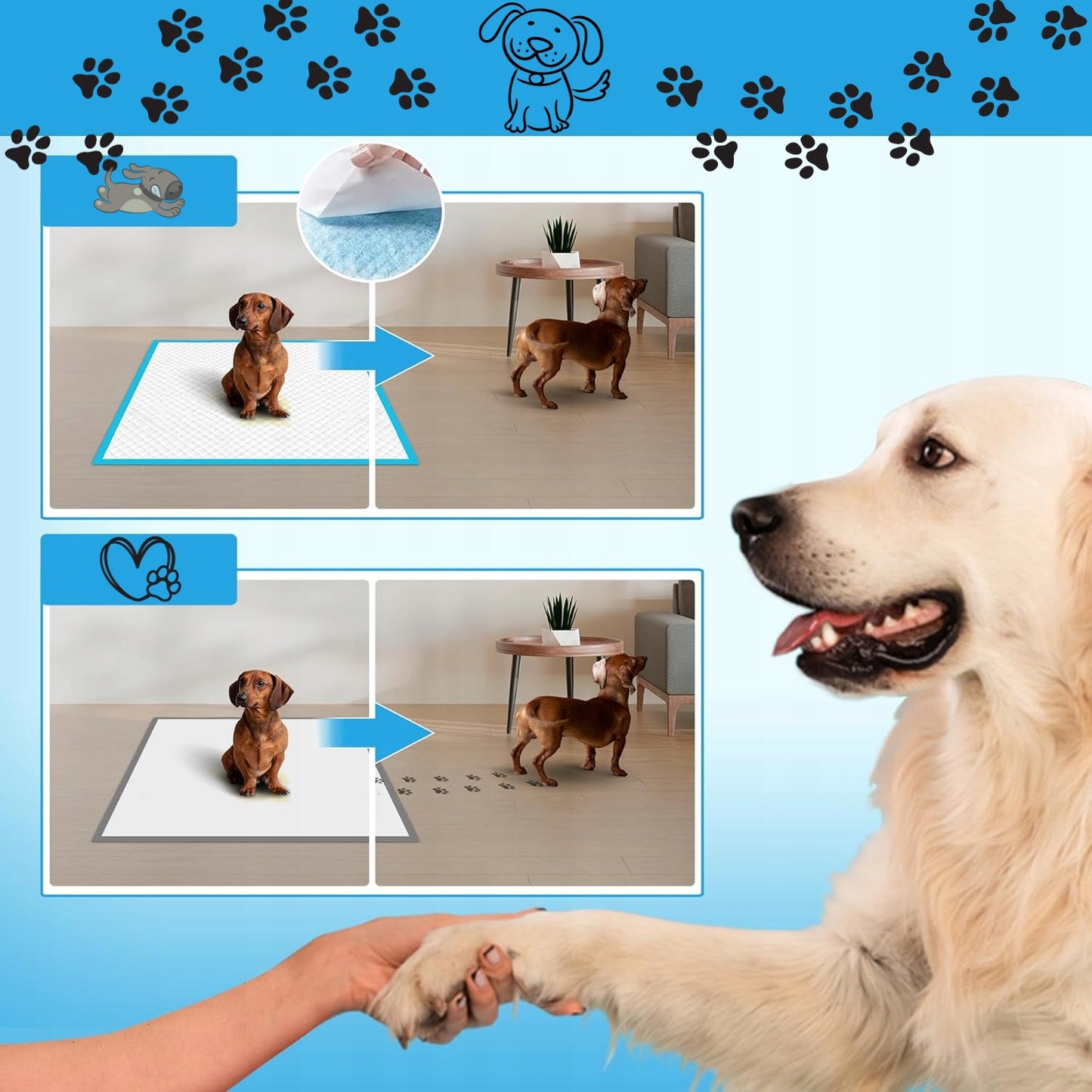 ŠUNŲ PAKLOTĖLIAI Higieniniai Šunų Vienkartiniai Įklotai 60x60 100 vnt.