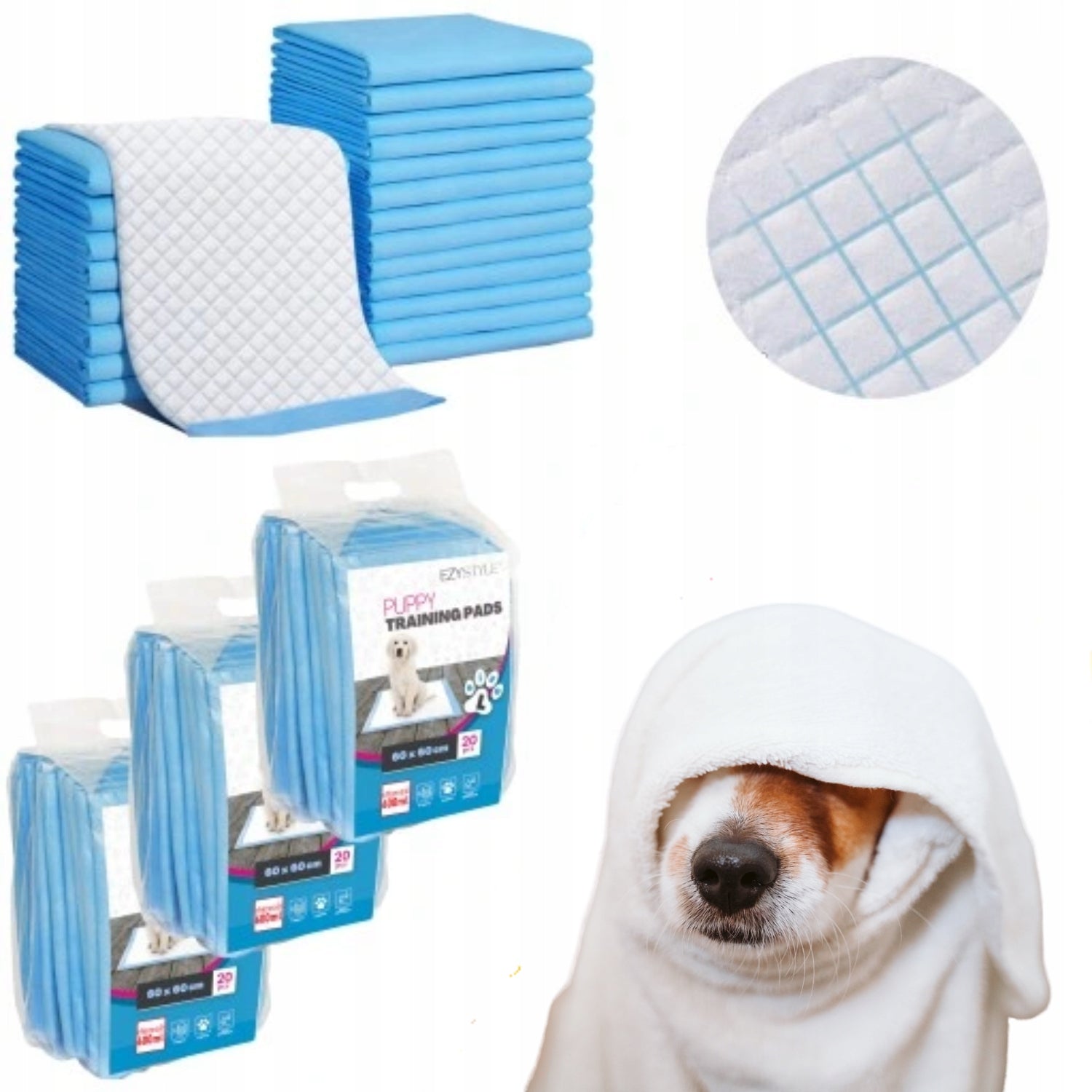 ŠUNŲ PAKLOTĖLIAI Higieniniai Šunų Vienkartiniai Įklotai 60x60 100 vnt.