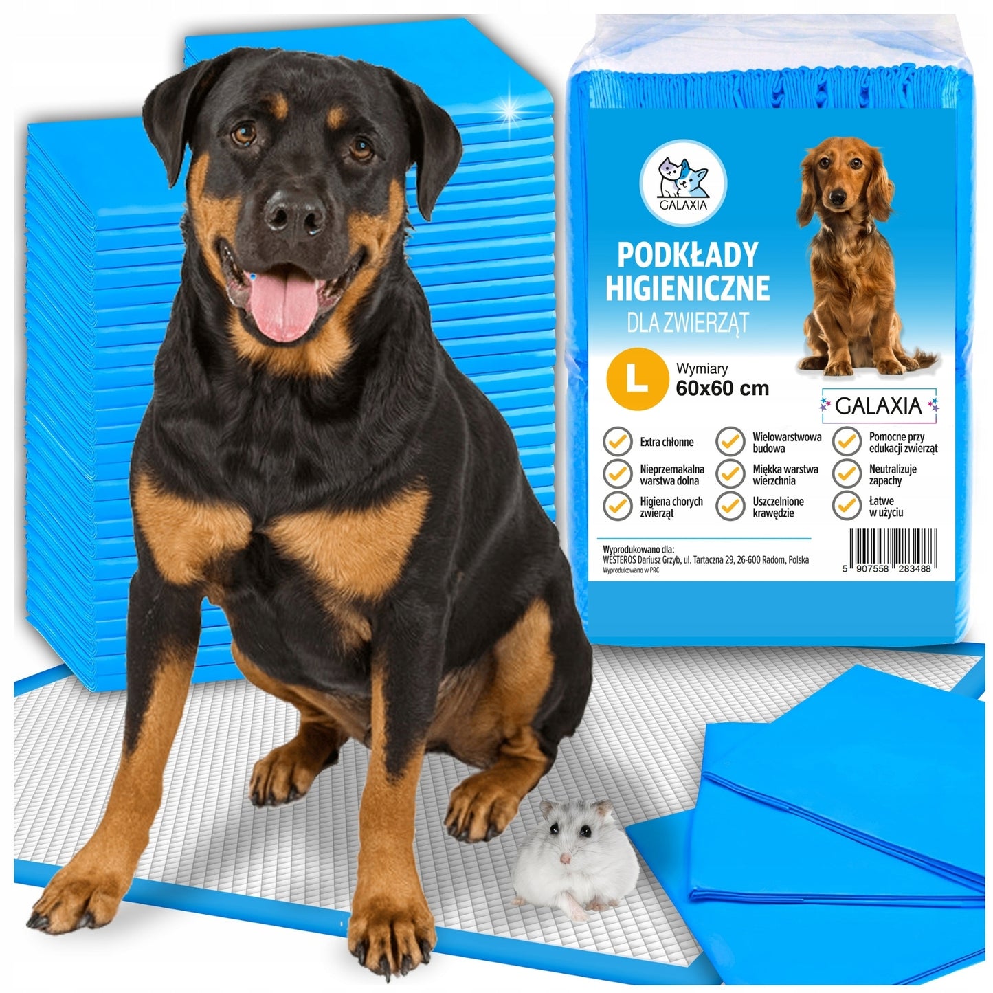 ŠUNŲ PAKLOTĖLIAI Higieniniai Šunų Vienkartiniai Įklotai 60x60 100 vnt.