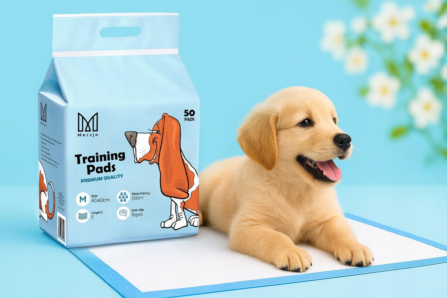 Sugiamontys kilimėliai šunims, sugeriantys šlapimą, mokymosi šlapintis Mersjo 60x60 50 vnt.