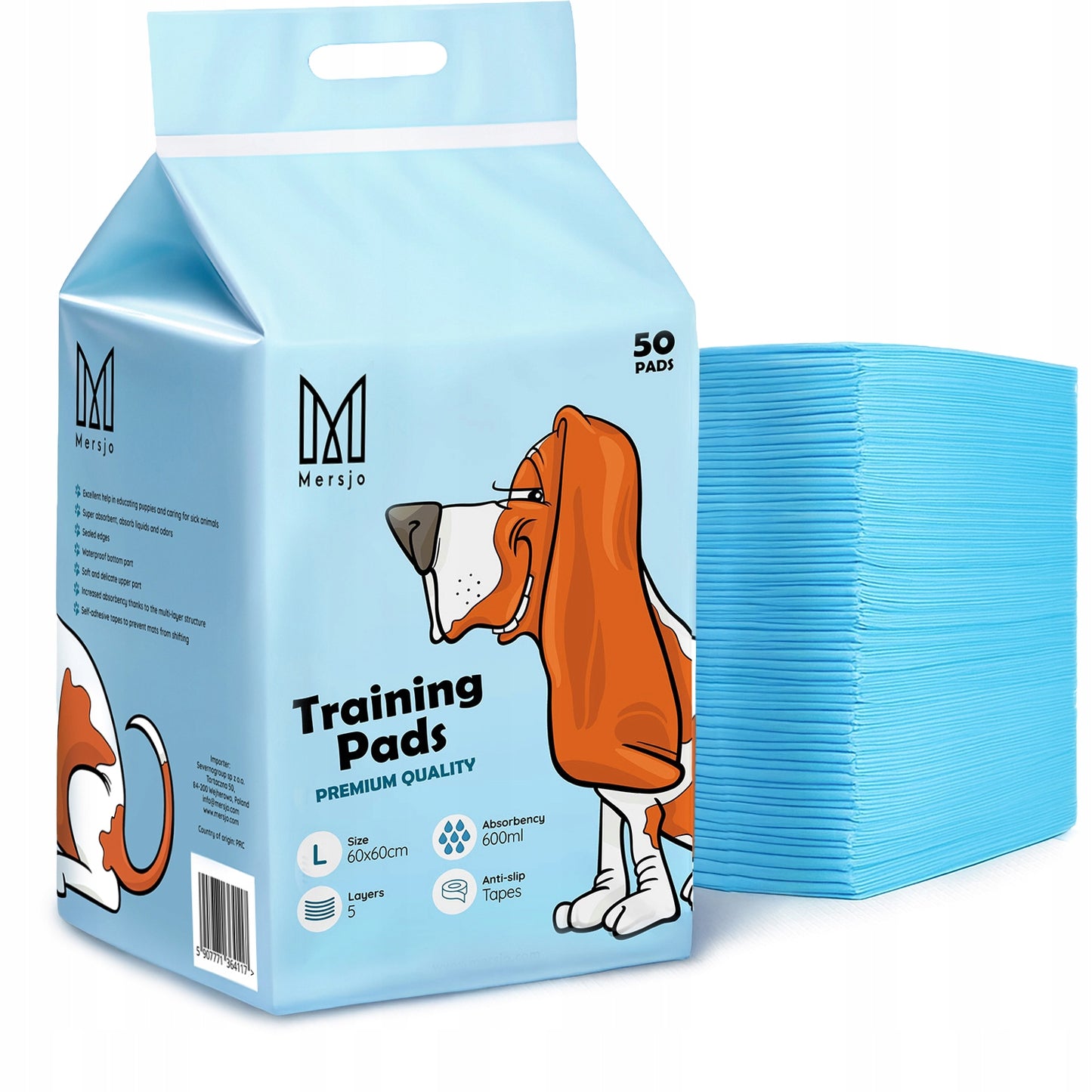 Sugiamontys kilimėliai šunims, sugeriantys šlapimą, mokymosi šlapintis Mersjo 60x60 50 vnt.