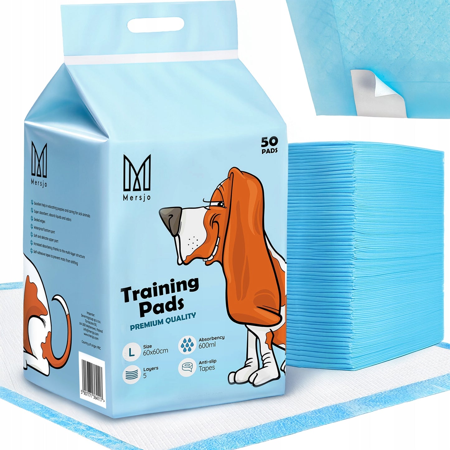 Sugiamontys kilimėliai šunims, sugeriantys šlapimą, mokymosi šlapintis Mersjo 60x60 50 vnt.