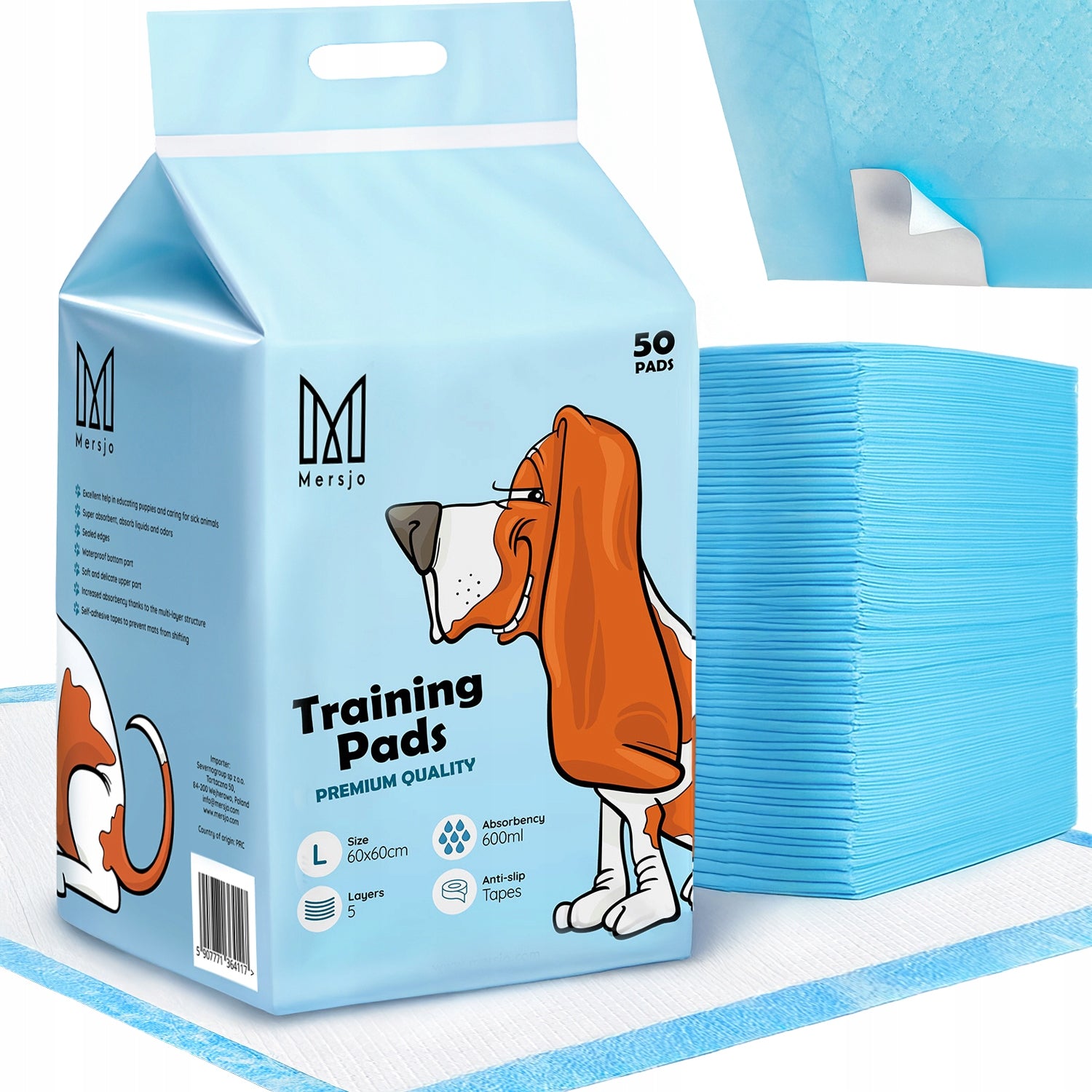 Sugiamontys kilimėliai šunims, sugeriantys šlapimą, mokymosi šlapintis Mersjo 60x60 50 vnt.