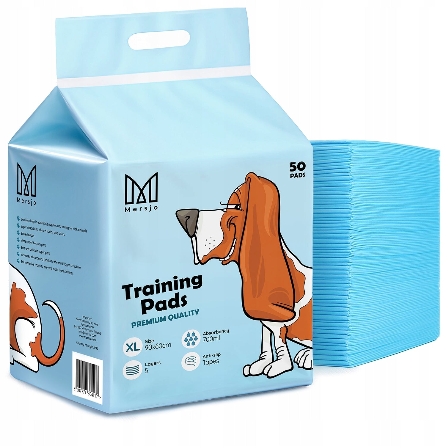 Sugiamųjų paklotų šlapimo kilimėliai šuniukams MERSJO 90x60 50 vnt.