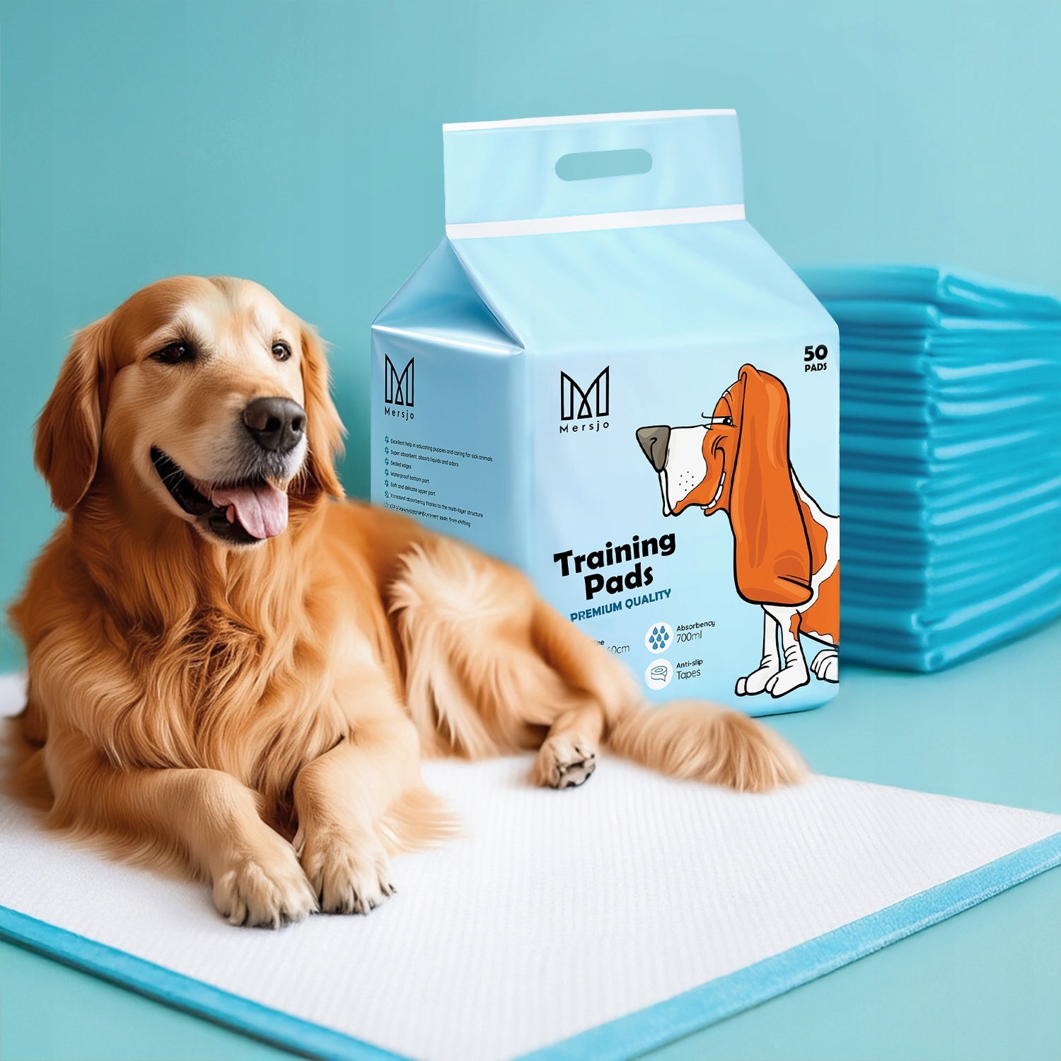 Sugiamųjų paklotų šlapimo kilimėliai šuniukams MERSJO 90x60 50 vnt.
