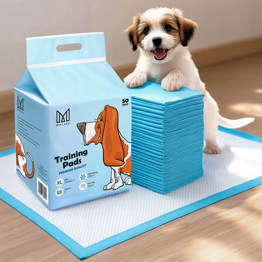 Sugiamųjų paklotų šlapimo kilimėliai šuniukams MERSJO 90x60 50 vnt.