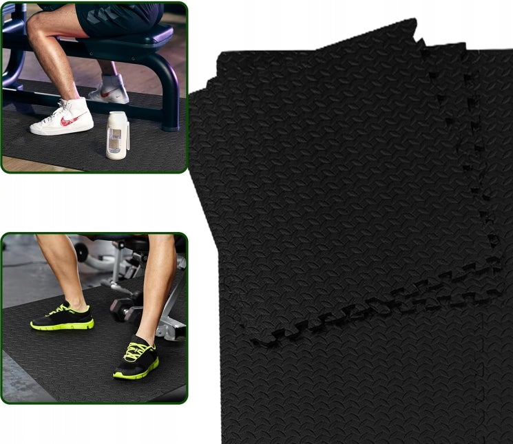 Guminės "PUZZLE" grindys sporto salėms, kilimėlis po įranga, apsauginis, juodas 1,2x1,8m