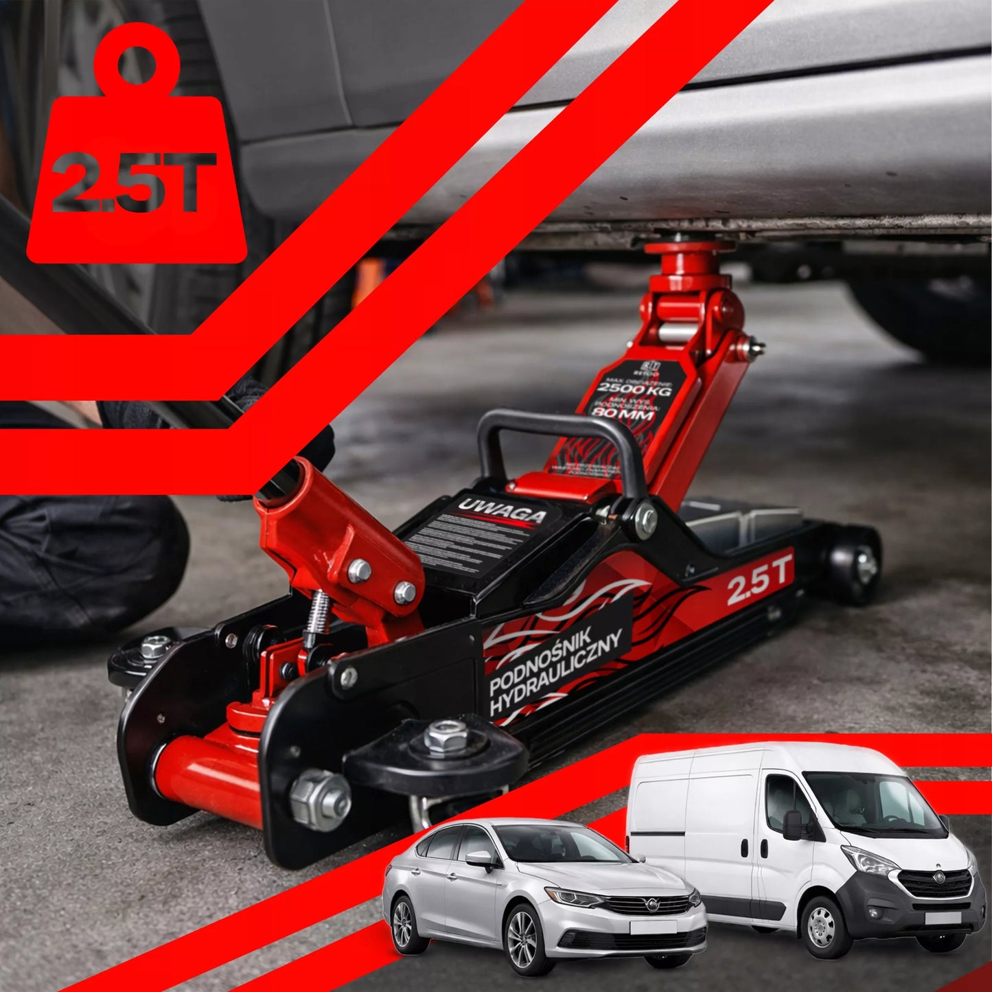 ŽEMAS PROFILIS AUTOMOBILIO PAKĖLĖJAS 80-399 mm 2,5T KĖLIKLIS