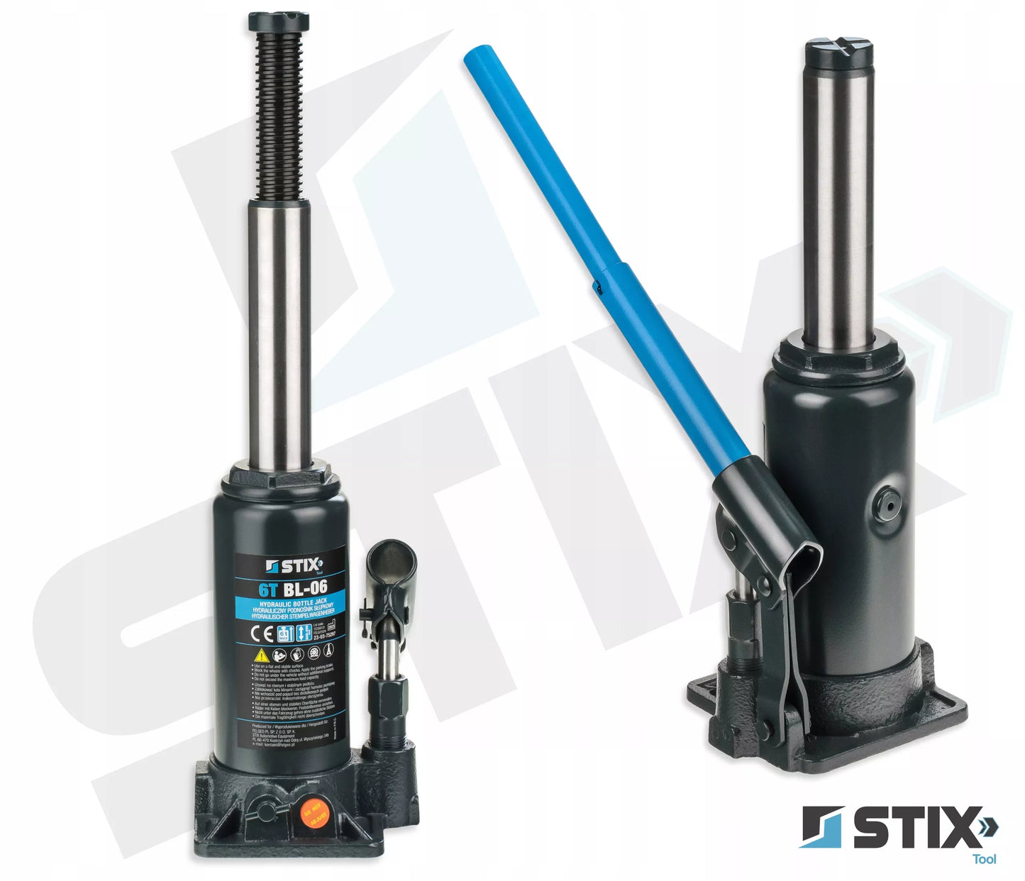 Stulpinių keltuvų 6T 200-405mm butelinis dviejų pakopų domkratas BL-06 STIX