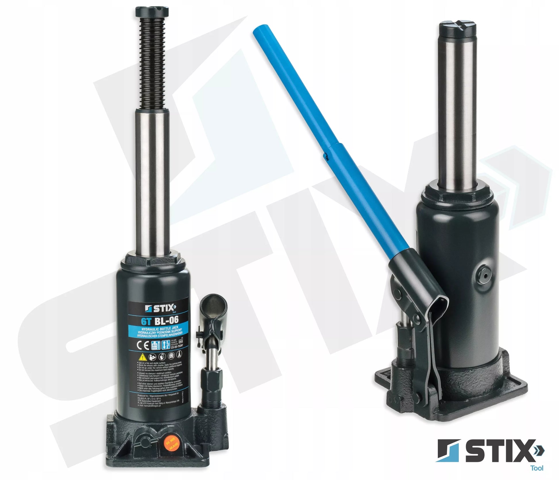 Stulpinių keltuvų 6T 200-405mm butelinis dviejų pakopų domkratas BL-06 STIX