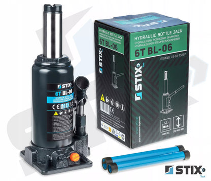 Stulpinių keltuvų 6T 200-405mm butelinis dviejų pakopų domkratas BL-06 STIX