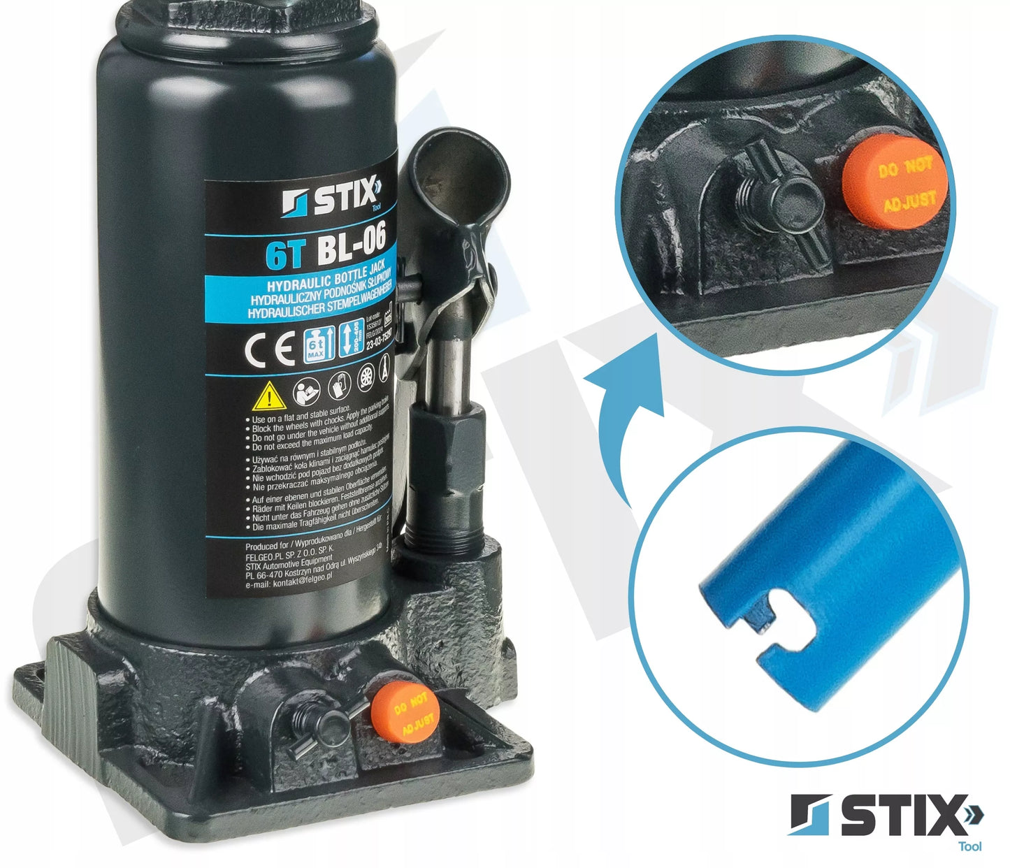 Stulpinių keltuvų 6T 200-405mm butelinis dviejų pakopų domkratas BL-06 STIX
