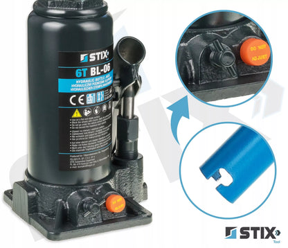 Stulpinių keltuvų 6T 200-405mm butelinis dviejų pakopų domkratas BL-06 STIX