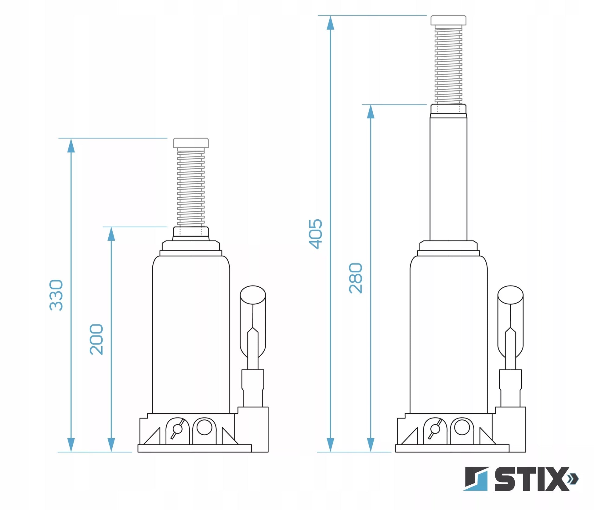Stulpinių keltuvų 6T 200-405mm butelinis dviejų pakopų domkratas BL-06 STIX