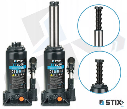 Stulpinių keltuvų 6T 200-405mm butelinis dviejų pakopų domkratas BL-06 STIX