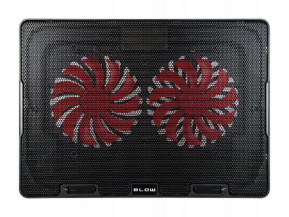 Nešiojamojo kompiuterio aušinimo stovas 12-17 colių, 2 ventiliatoriai, USB, LED raudonas