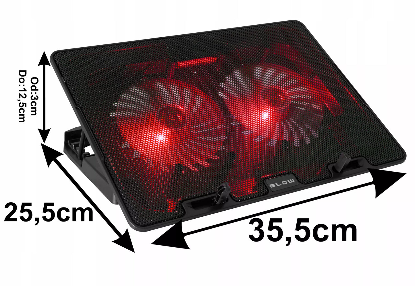 Nešiojamojo kompiuterio aušinimo stovas 12-17 colių, 2 ventiliatoriai, USB, LED raudonas