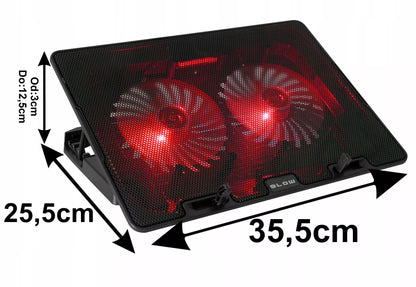 Nešiojamojo kompiuterio aušinimo stovas 12-17 colių, 2 ventiliatoriai, USB, LED raudonas