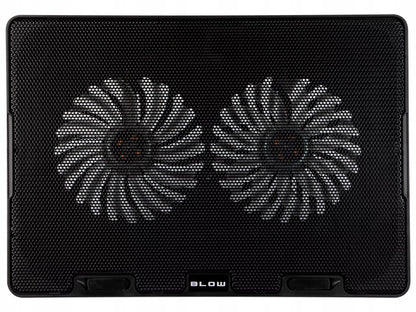BLOW nešiojamojo kompiuterio aušinimo padas 12-17 colių su LED, reguliuojamas, 2 ventiliatoriai, USB