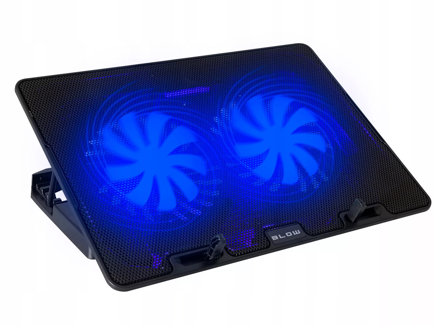 BLOW nešiojamojo kompiuterio aušinimo padas 12-17 colių su LED, reguliuojamas, 2 ventiliatoriai, USB