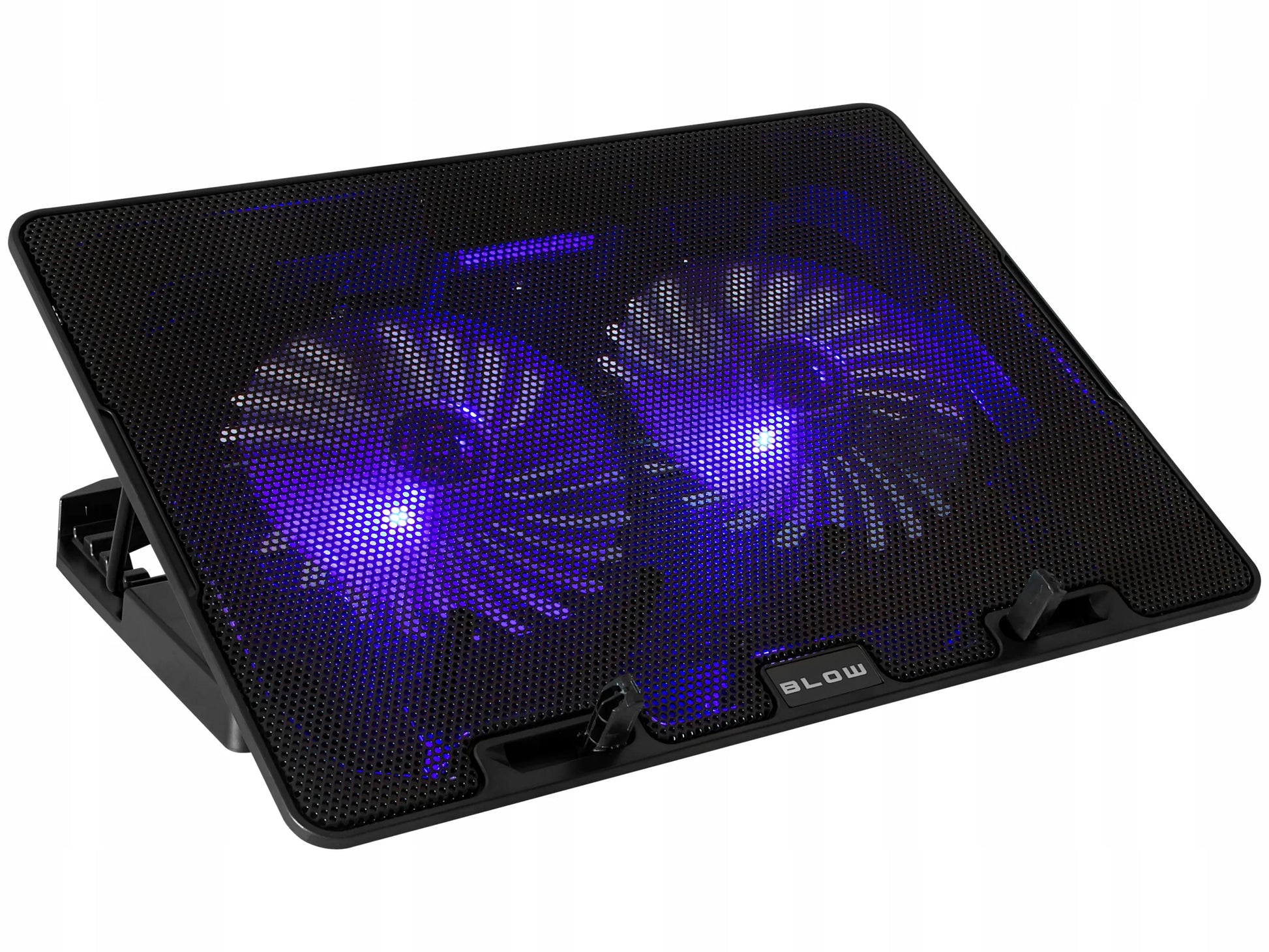 BLOW nešiojamojo kompiuterio aušinimo padas 12-17 colių su LED, reguliuojamas, 2 ventiliatoriai, USB