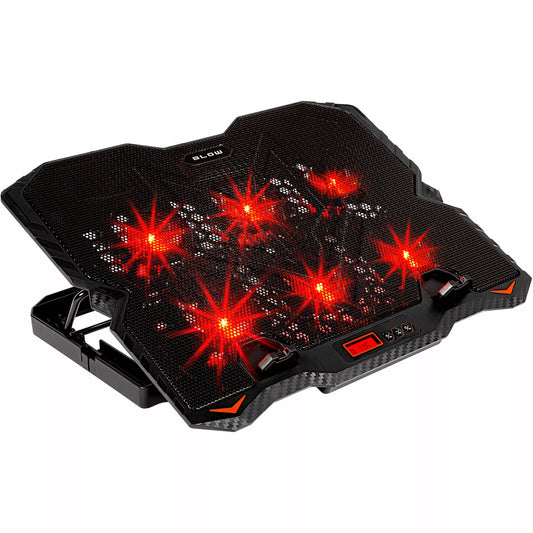 Nešiojamojo kompiuterio aušinimo stovas 15,6' žaidimams, didelis, LED, USB šakotuvas