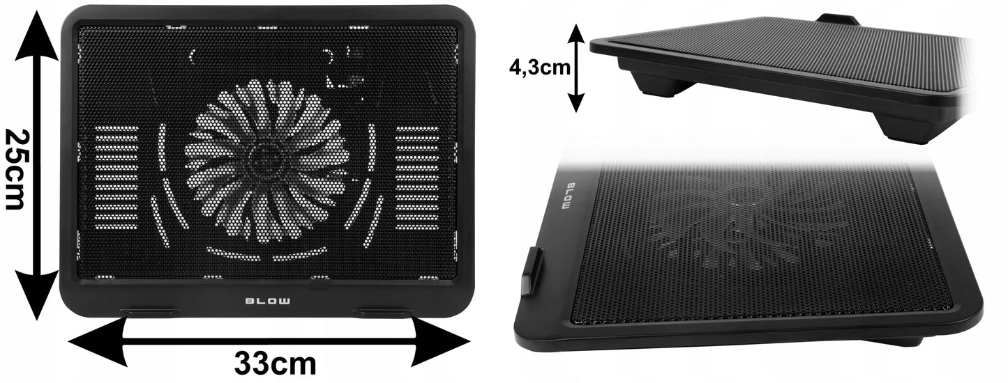BLOW nešiojamojo kompiuterio aušinimo stovas 140 mm LED USB