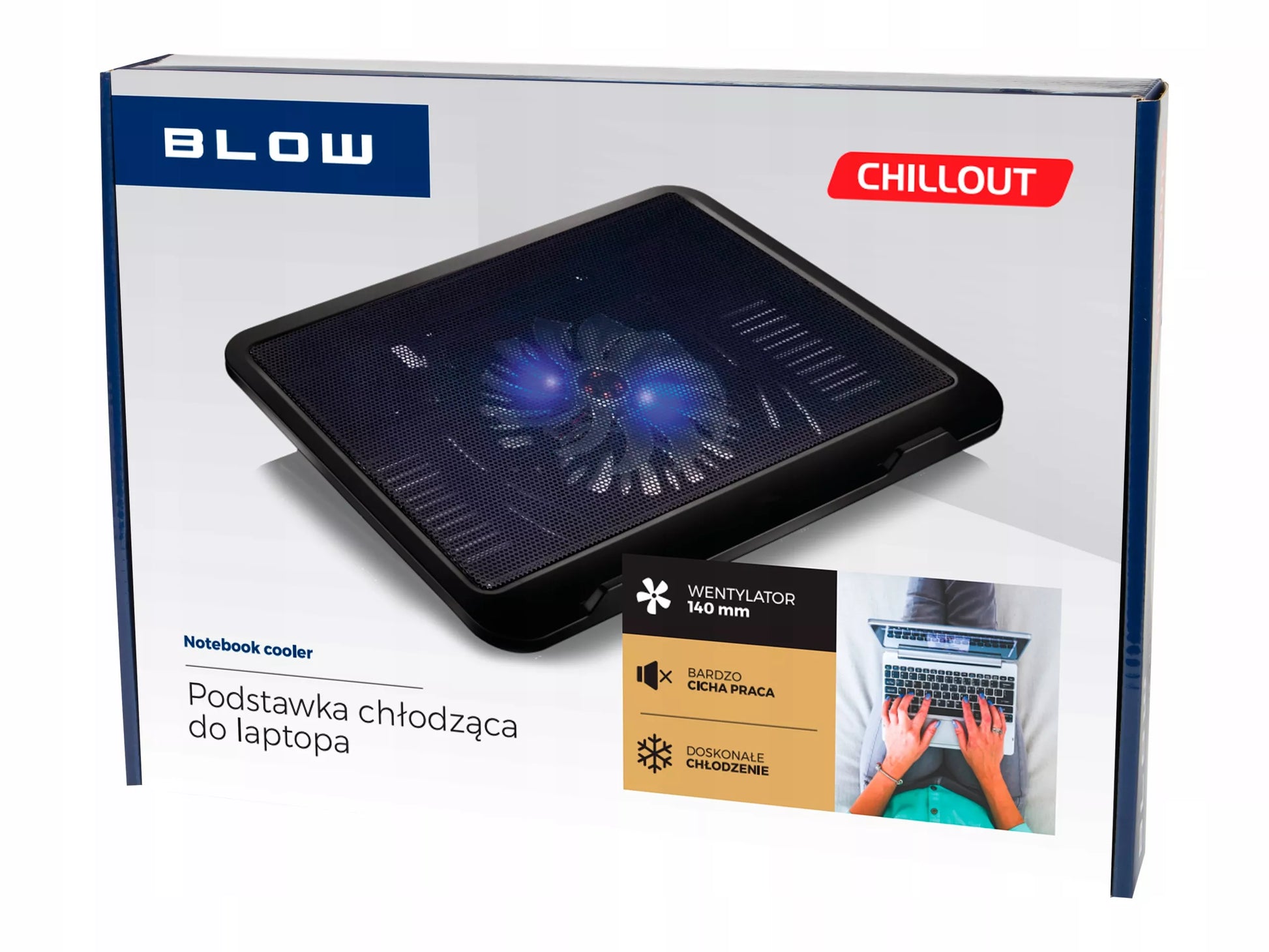 BLOW nešiojamojo kompiuterio aušinimo stovas 140 mm LED USB